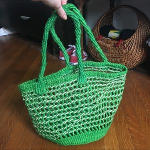 Green woven bag